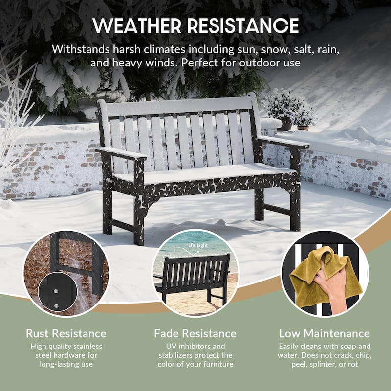 Polytrends Laguna 3-Piece Outdoor Patio Bench Set With Coffee Table