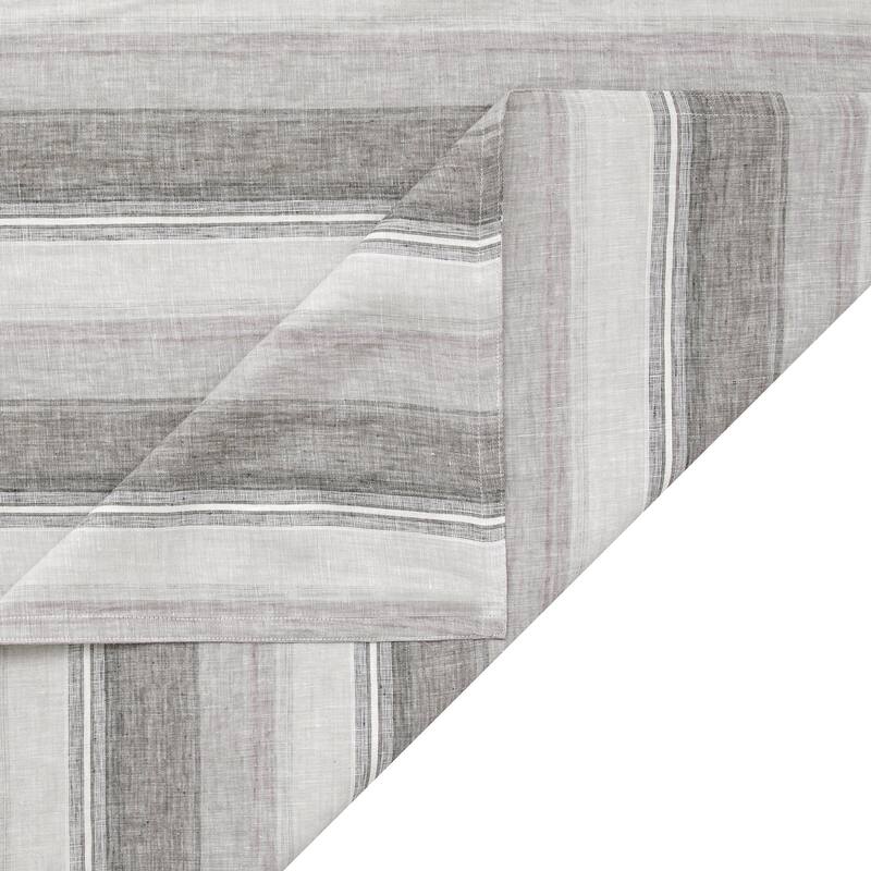 HiEnd Accents 100% French Flax Linen Variegated Stripe Duvet Cover Set, 3PC