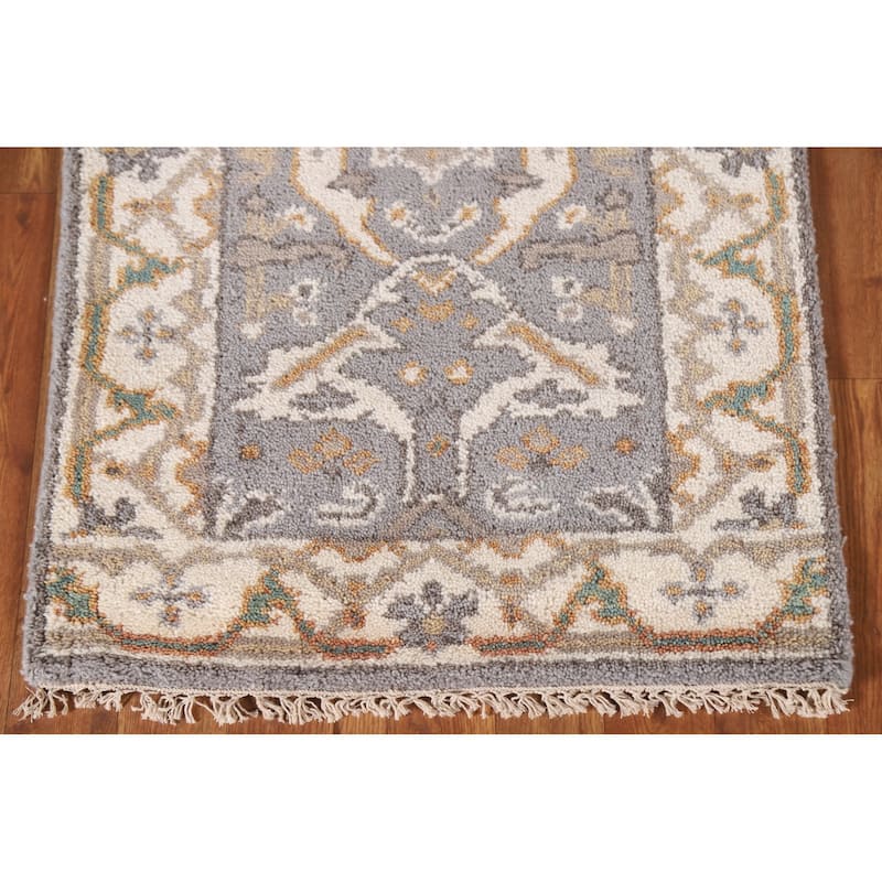 Gray Oushak Oriental Foyer Area Rug Handmade Wool Carpet - 2'0"x 3'0"