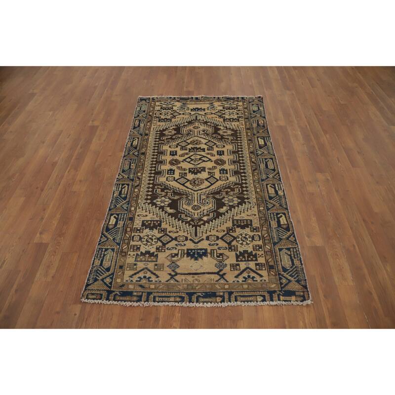 Hand Knotted Oriental 100% Wool Carpet Traditional Tribal Beige & Ivories Hamedan Area Rug - 5' 6'' X 3' 2''