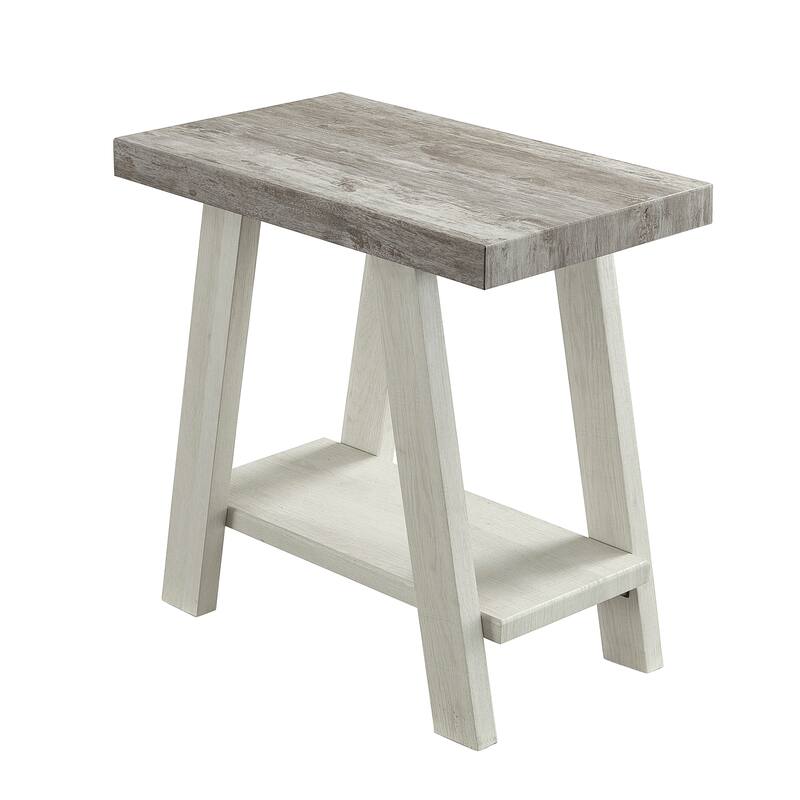 23.5" Modern Rectangular Side Table with Storage Shelf and Splayed Legs for Living Room or Bedroom