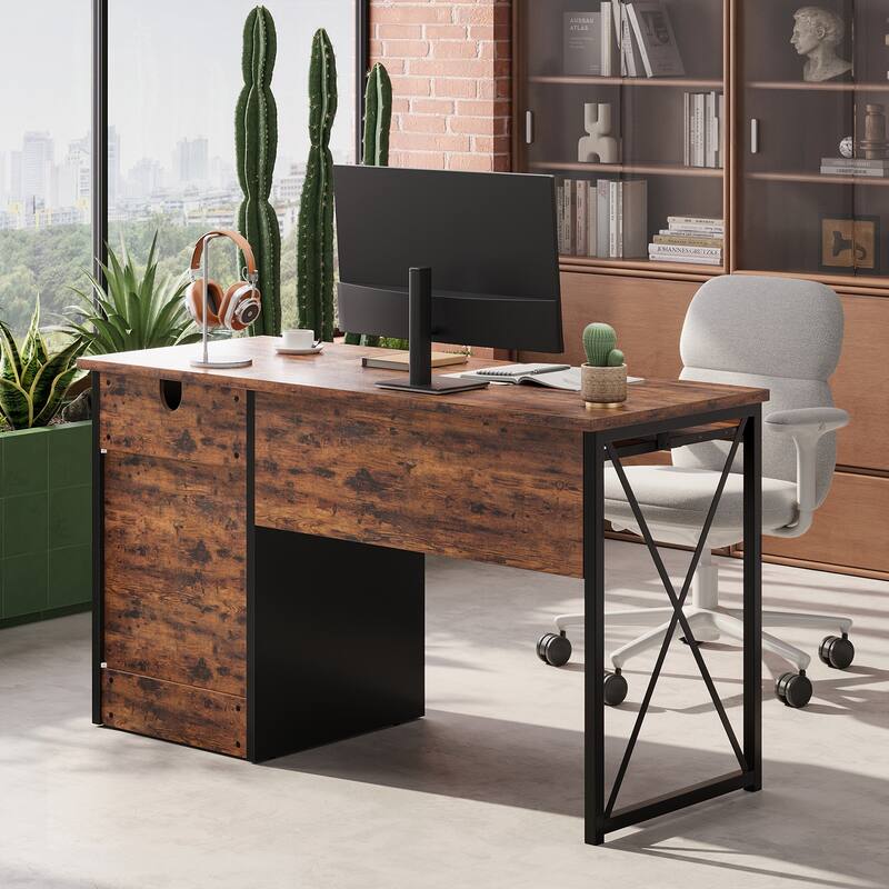 Bestier 47" Office Desk with Drawers,Computer Desk with Drawer,Teacher Desk with Keyboard Tray for Small Space Home Office