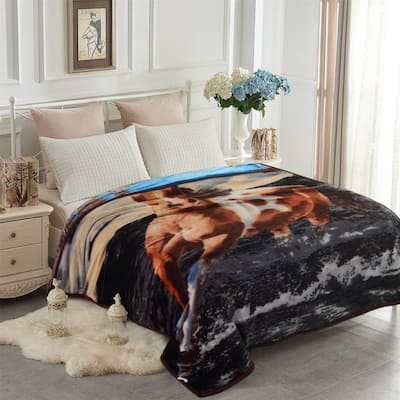2 Layer King Size Fluffy Chunky Large Raschel Blanket Super Soft Faux Fur Blanket