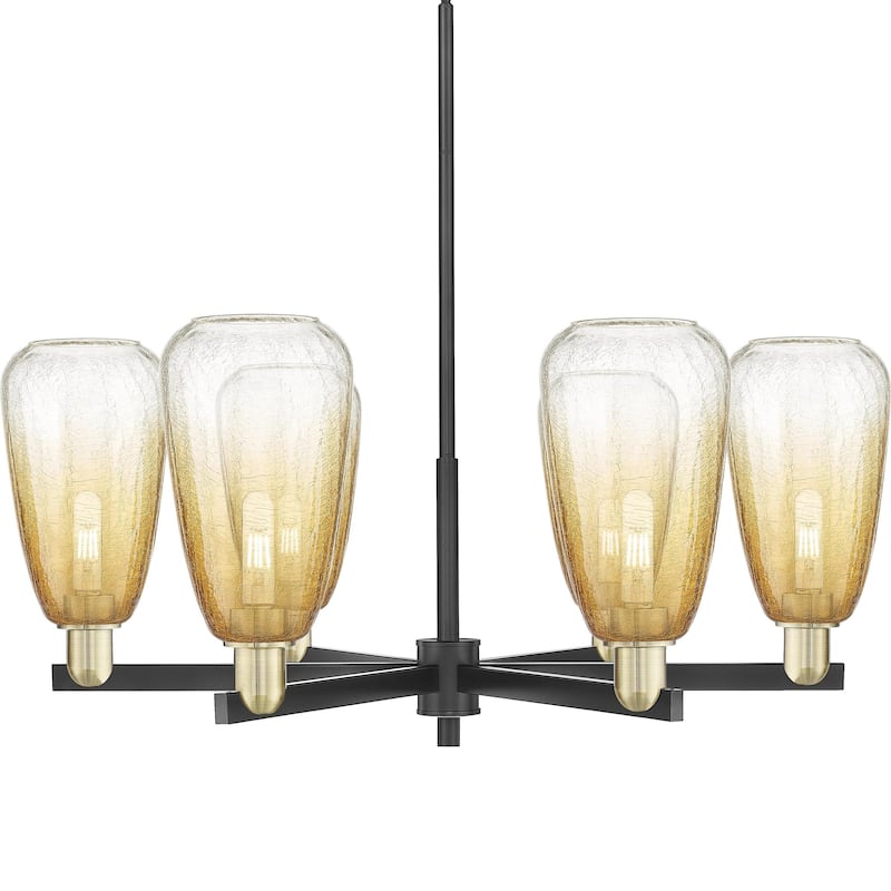 Innovations Lighting 716-6CR-14-24 Brookhaven Almond Chandelier - Black Antique Brass / Amber