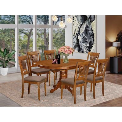 Antique Oval Dining Set - Dining Table with Chairs - Rubber Wood - Saddle Brown Finish - Kitchen Dinette Set