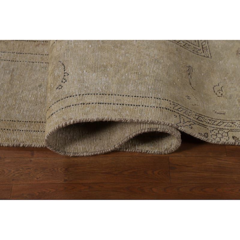 Earth Tone Tabriz Persian Vintage Area Rug Hand-Knotted Wool Carpet - 9'6"x 12'7"