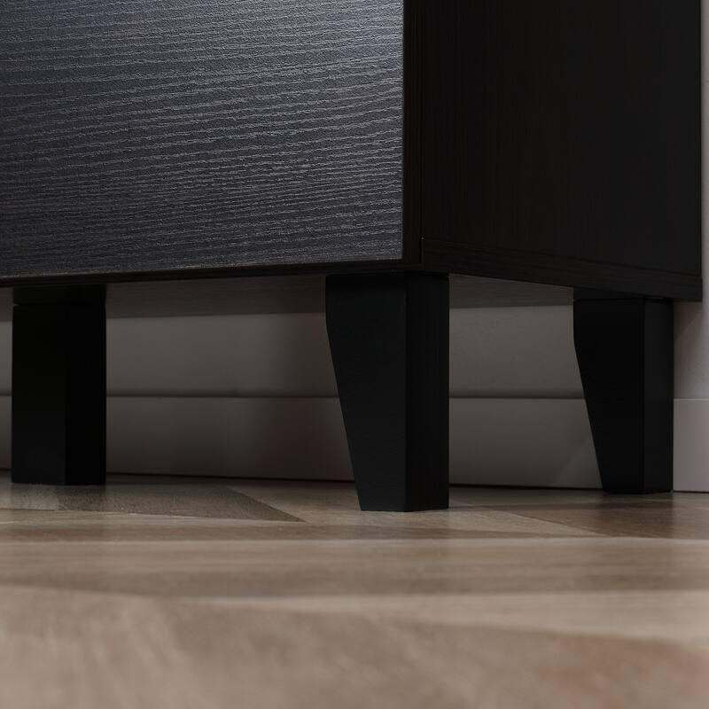 Dark Walnut Side Cabinet with Adjustable Shelf and Steel Frame for Living Room or Office Storage