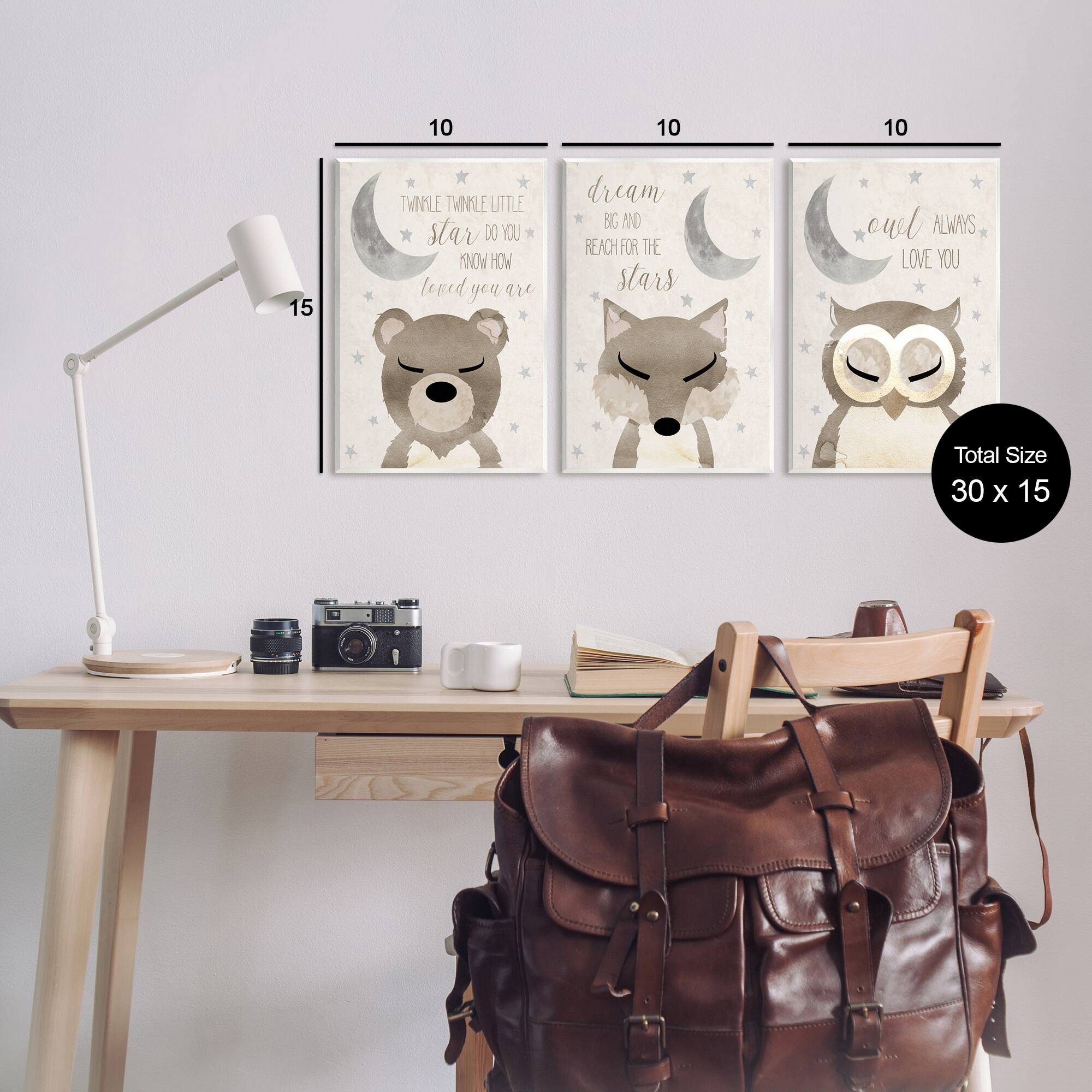 Stupell Nighttime Animals & Lullabies 3 Piece Wall Plaque Art Set