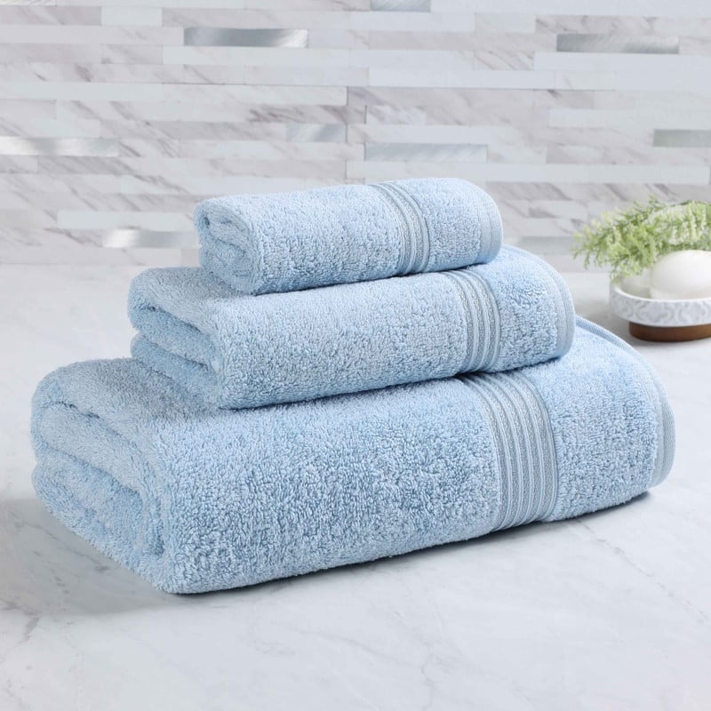 Superior Heritage Egyptian Cotton Absorbent 3-Piece Towel Set - Light Blue