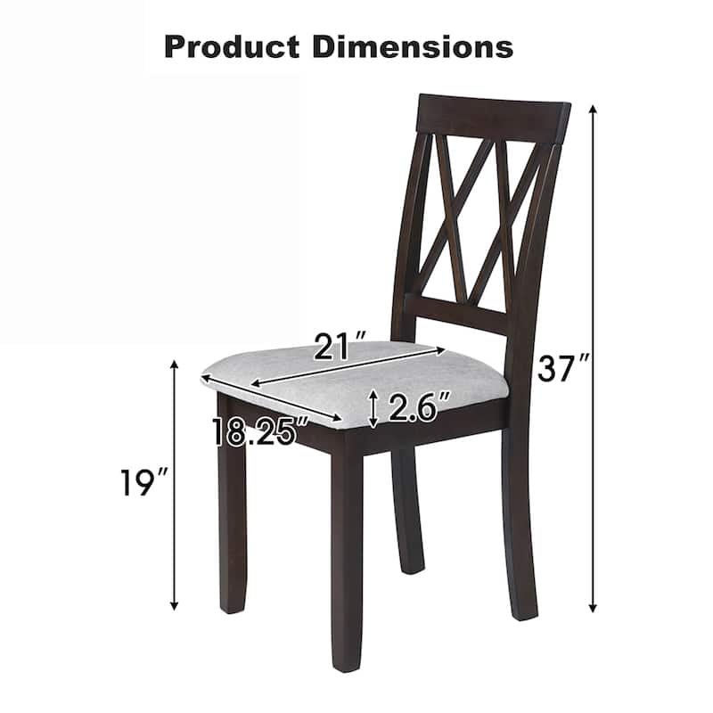 Dining Room Chairs Set of 2, Accent Diner Chairs Upholstered Fabric Side Kitchen Chairs with Solid Wood Legs and Padded Seat