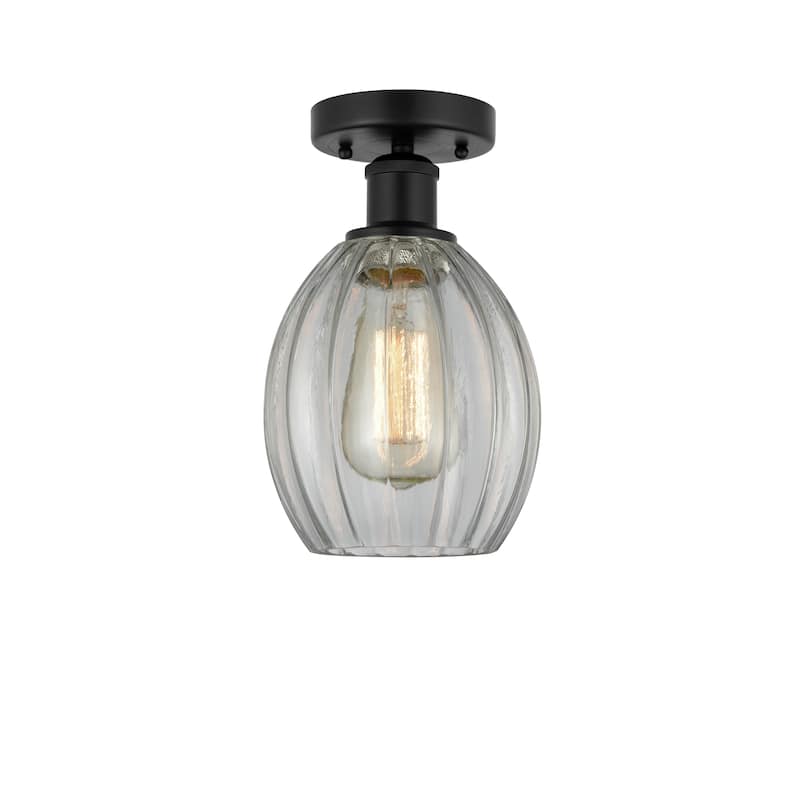 Innovations Lighting Eaton - 1 Light 6" Semi-Flush Mount - Clear/Matte Black