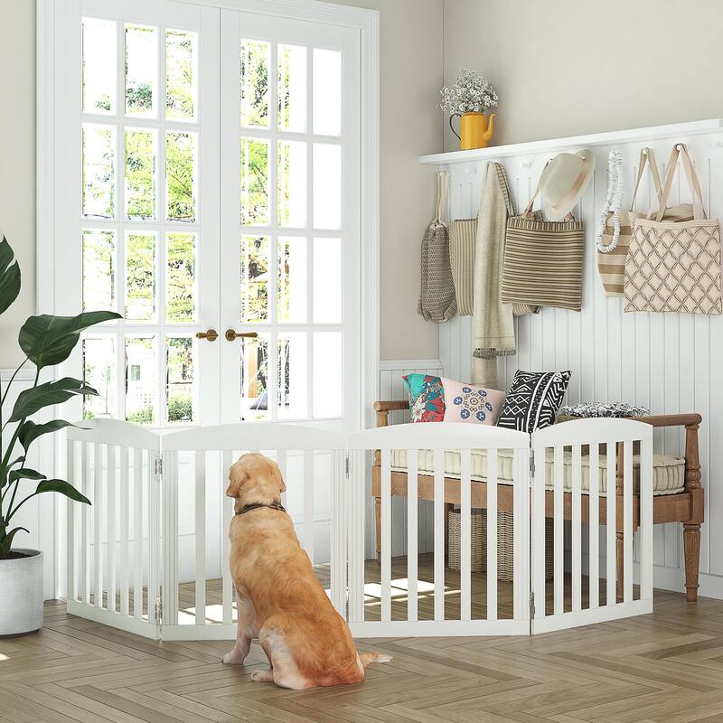 COSTARS Foldable Dog Gate, Dog Gates for Doorways, Stairs, The House, Wooden Freestanding Pet Gate Indoor, Step Over Puppy Gate