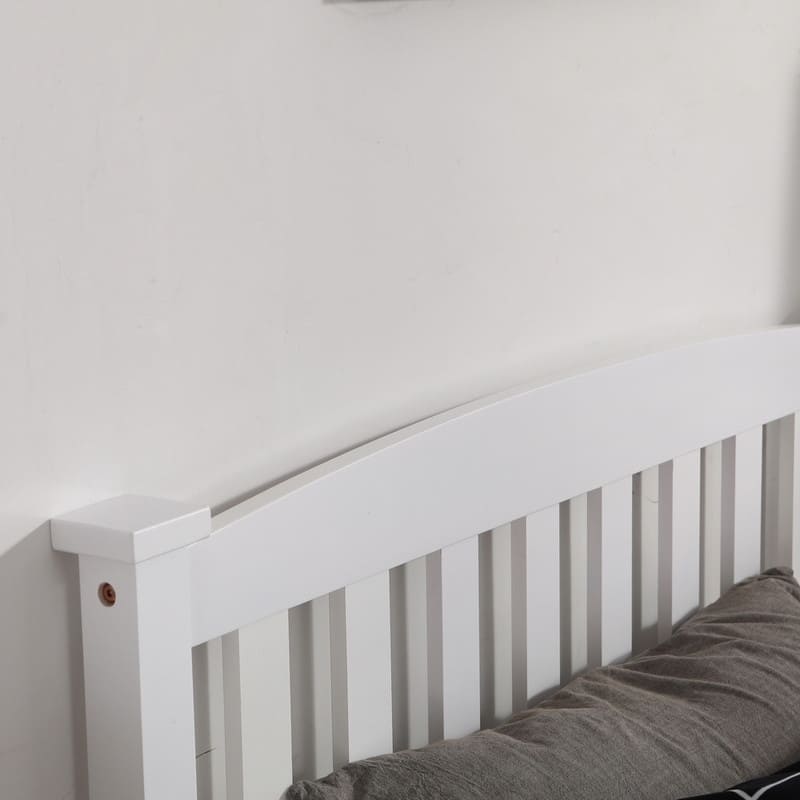 Vertical Wood Platform Bed With Headboard White