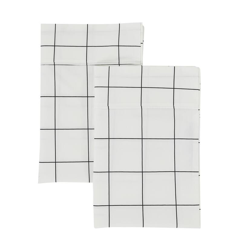 Printed Percale Cotton Box Sheet Set and Pillowcases - Standard Pillowcase (Set of 2) - Black