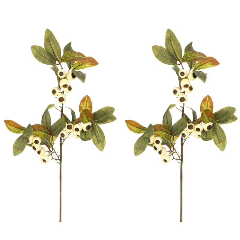 Realistic faux 29 Inch Loquat Fruit Spray Fall decor, Set of 2 - N/A