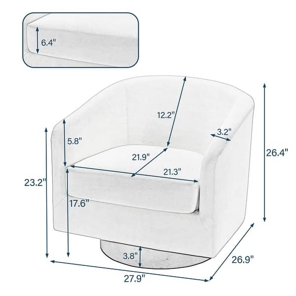 dimension image slide 2 of 4, Modern Upholstered Barrel Chair Swivel Accent Chair for Living Room