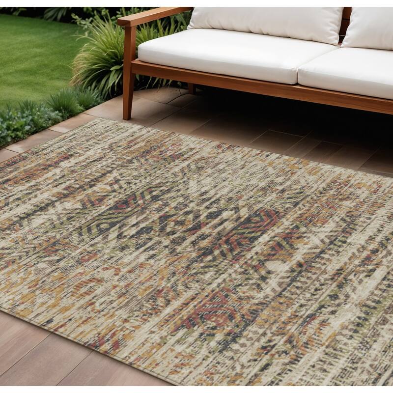 HomeRoots Moroccan Transitional Rectangle Outdoor Rug - 9' X 12'
