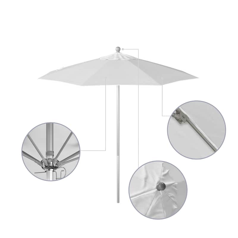 California Umbrella 75' Venture Series Patio Umbrella, Silver Aluminum Pole Fiberglass Ribs Push Lift Pacifica