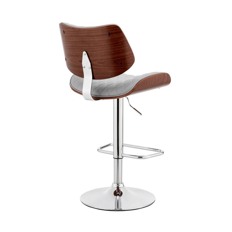 Leland Adjustable Faux Leather and Metal Bar Stool