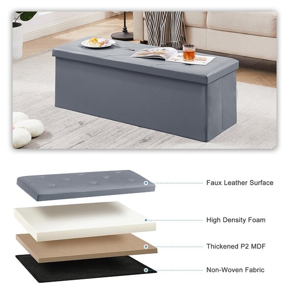 VECELO Leather Storage Ottoman Bench Foot Rest Stool Seat Set of 2 12 inch 15 inch 30 inch 43 inch Bed Bath Beyond 39189369