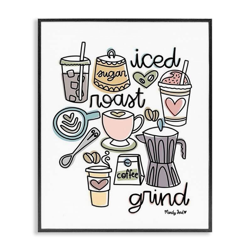Stupell Various Coffee Types Trend Framed Giclee Art Design By Mandy Ford Art + Illustration - 24 x 30 - Black