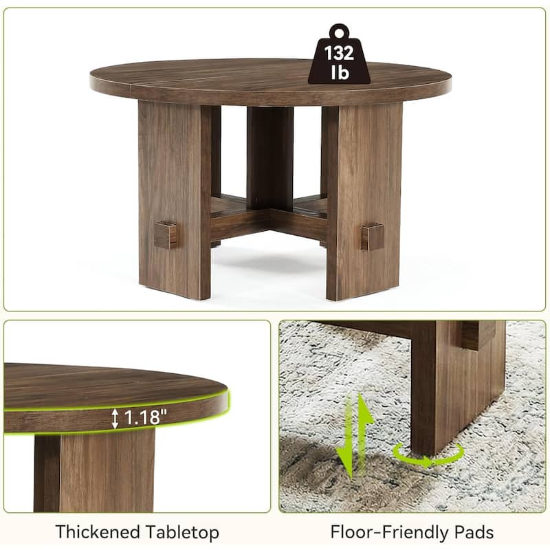 31.5-Inch Round Coffee Table with Pedestal for Living Room