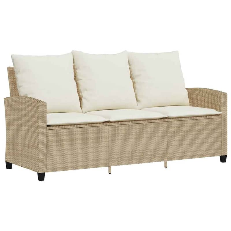 vidaXL Garden Sofa Black and Cream White