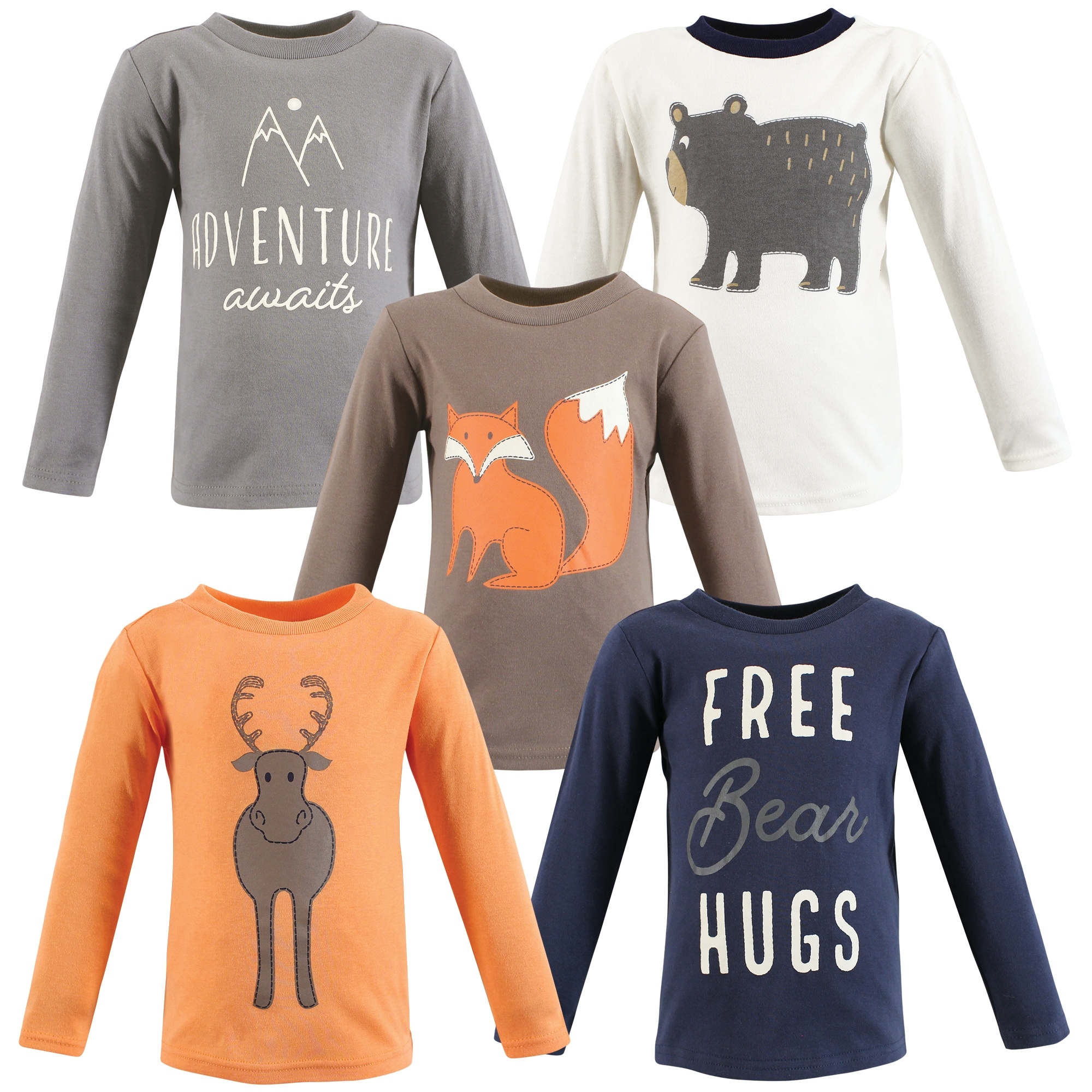 Hudson Baby Infant Boy Long Sleeve T-Shirts, Woodland