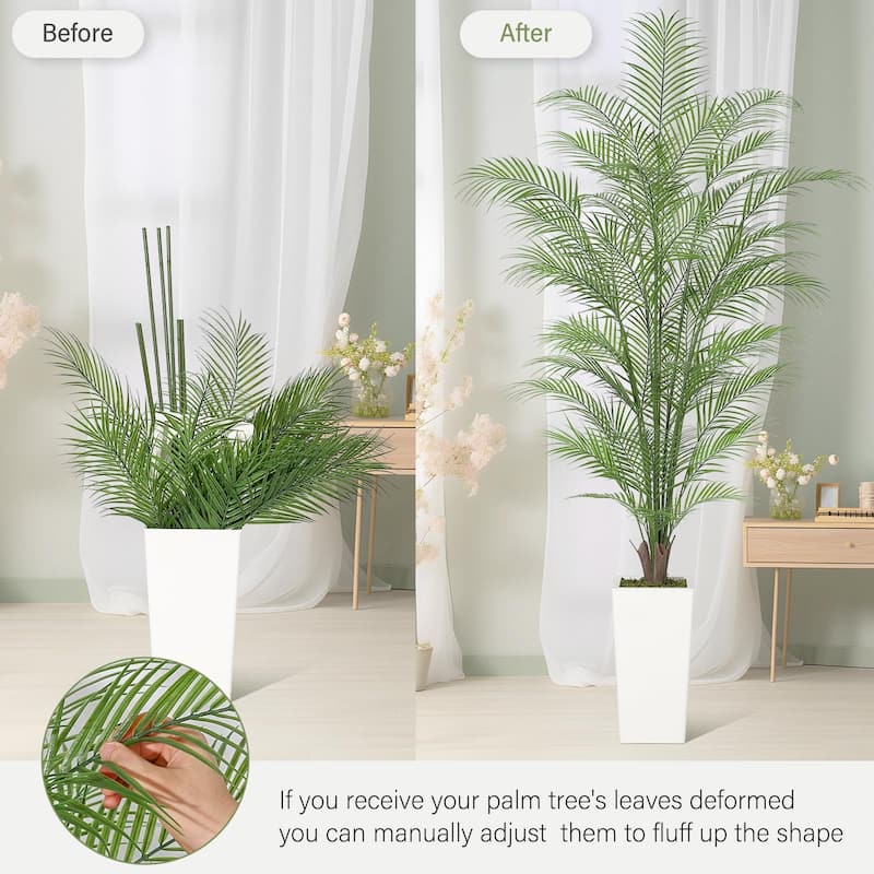 4FT Faux Areca Palm Plants Fake Palm Tree w/ 44 Realistic Trunks & Full Lifelike Palm Leaves Artificial