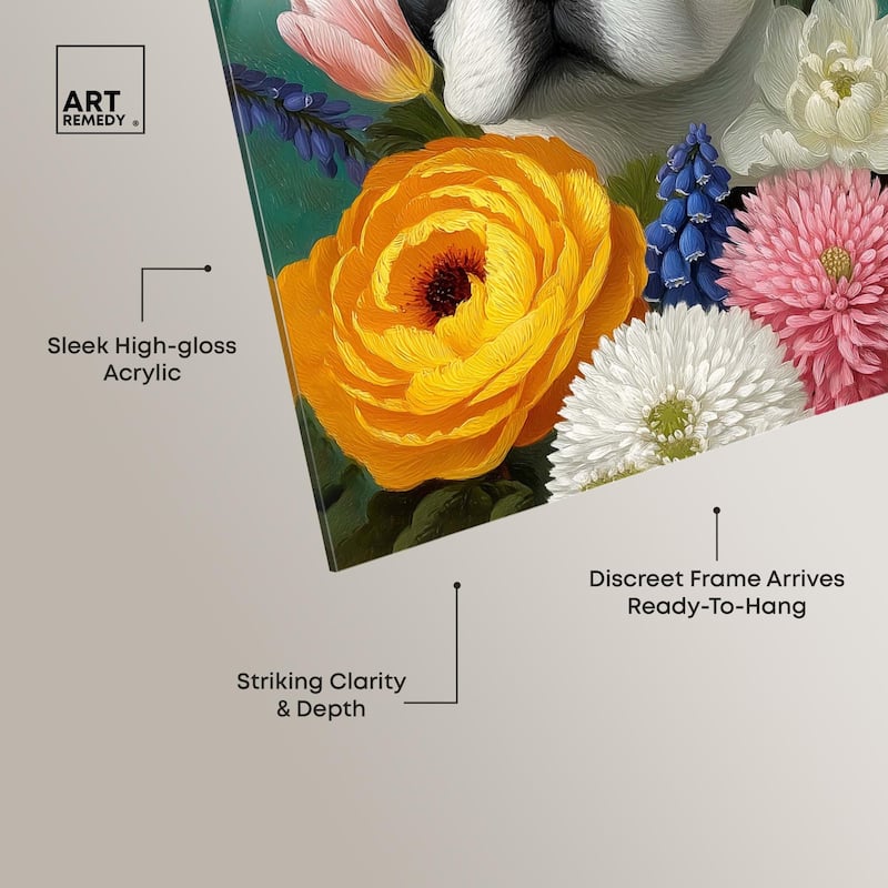 Secret Garden Frenchie Acrylic by Art Remedy, Ready to Hang