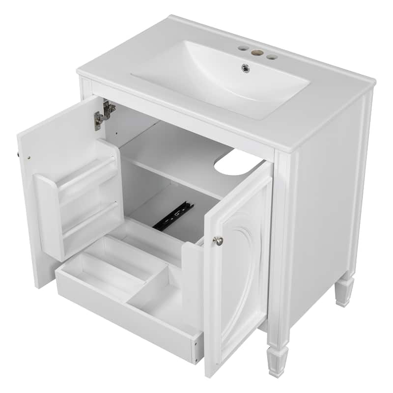Bathroom Vanity with Sink, Storage Cabinet with Adjustable Shelves, Vanity Set with Soft Close Door and Drawer
