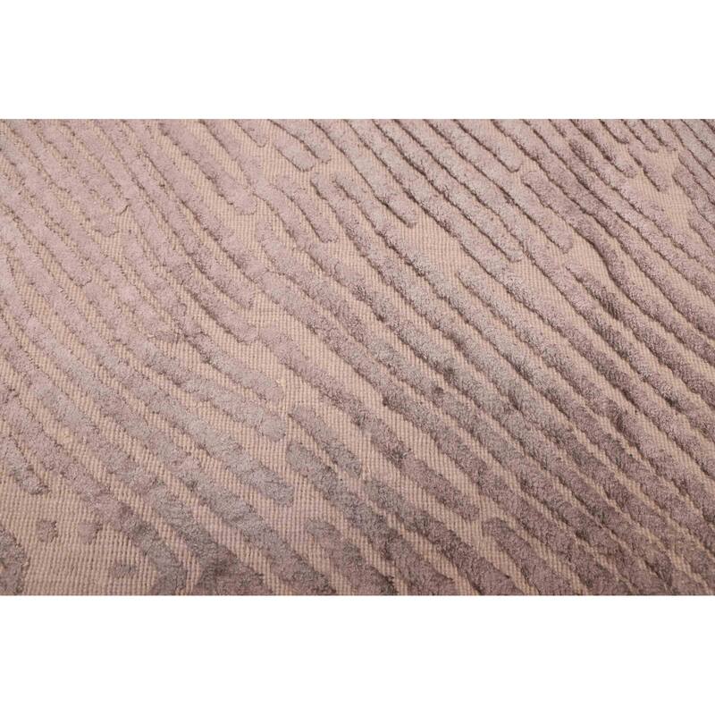 ECARPETGALLERY Hand Loomed Elysian Grey Viscose, Wool Rug - 6'8 x 9'11