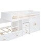 preview thumbnail 14 of 29, Twin Size Low Bunk Bed with Trundle, Wardrobe and Pull-out Desk, Wooden Bunk Bedframe with 5 Drawers, Cabinet and Shelves