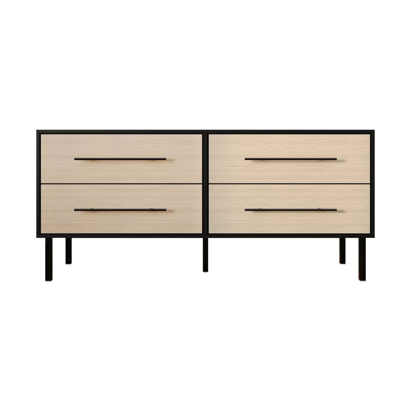 CraftPorch Transitional 4-Drawers Wooden Dresser - Oak