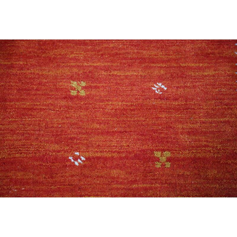 Tribal Orange Red Gabbeh Indian Rug Handmade Wool Carpet - 4'9" x 6'3"
