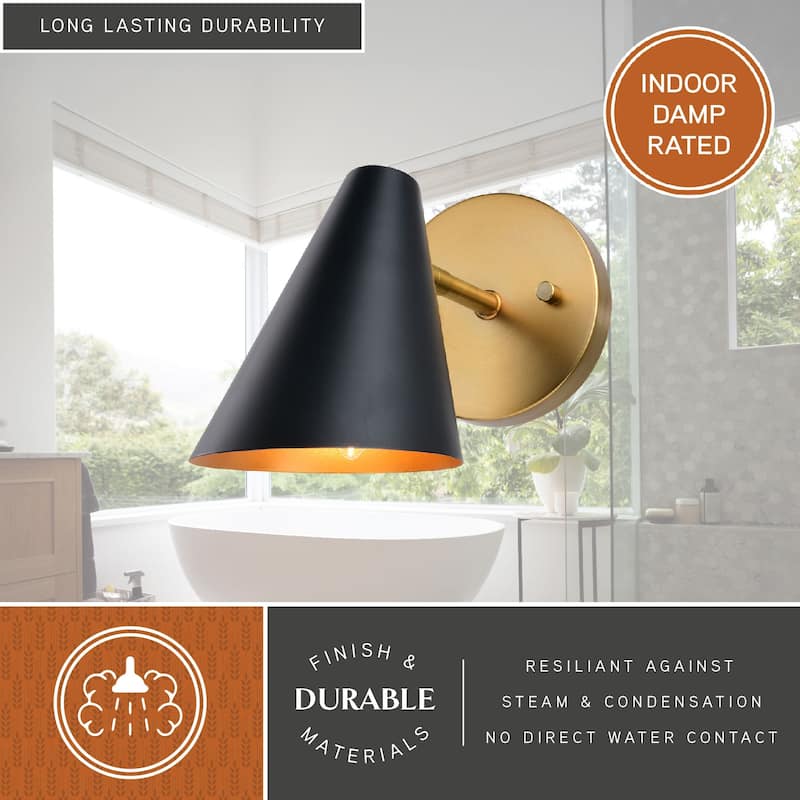 Pryce 1 Light Mid-Century Modern Wall Sconce Fixture with Metal Cone Shade