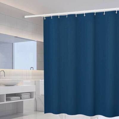 Polyester Solid Shower Curtain 71" x 71" Dark Blue