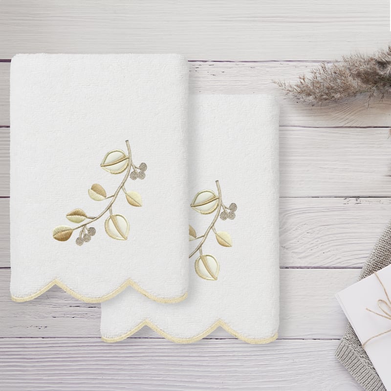 Authentic Hotel and Spa 100% Turkish Cotton WILD BRANCH Scallop Embellished Towel Collection