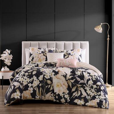 Blossom Haven 200 Thread Count 100% Cotton Sateen 5 Piece Reversible Comforter Set