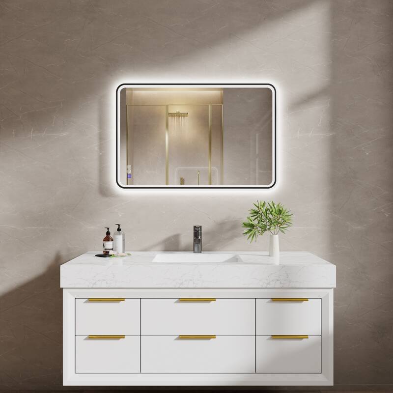ExBrite Bathroom LED Mirror with Defog, Stepless Dimming