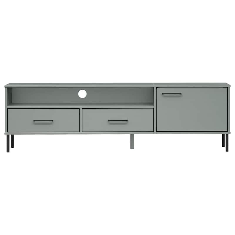 vidaXL TV Stand TV Console TV Console with Metal Legs Solid Wood Pine OSLO - 62.2" x 15.7" x 18.3"