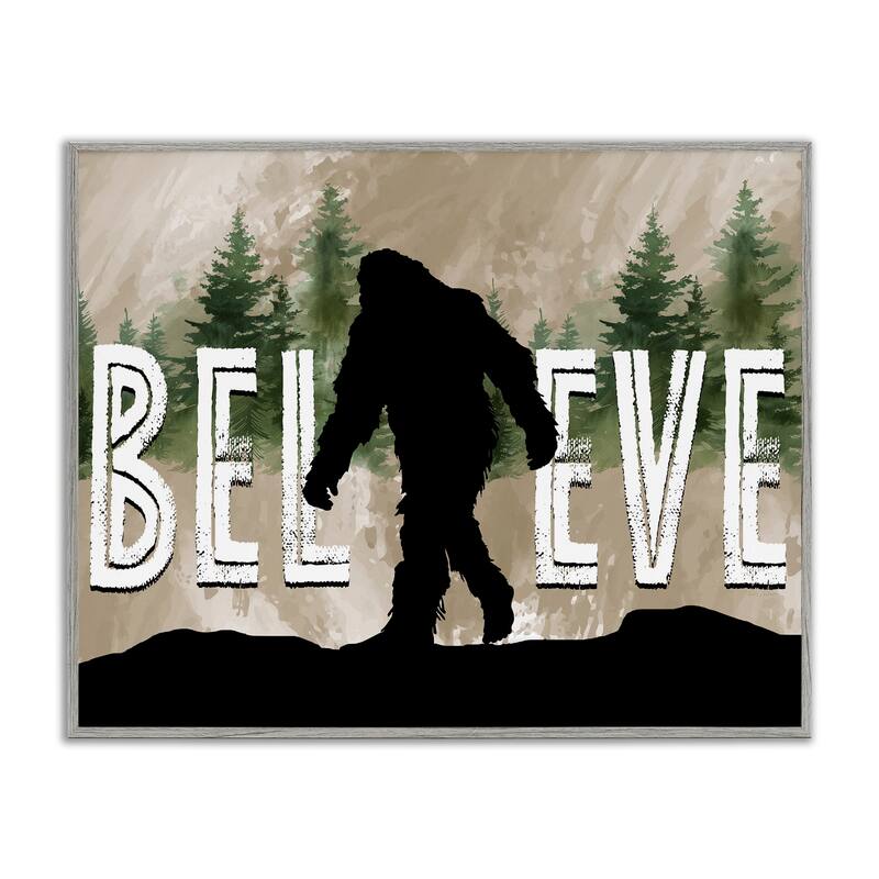 Stupell Believe Rustic Mythical Creature Framed Giclee Art Design By Nicole DeCamp - 30 x 24 - Grey