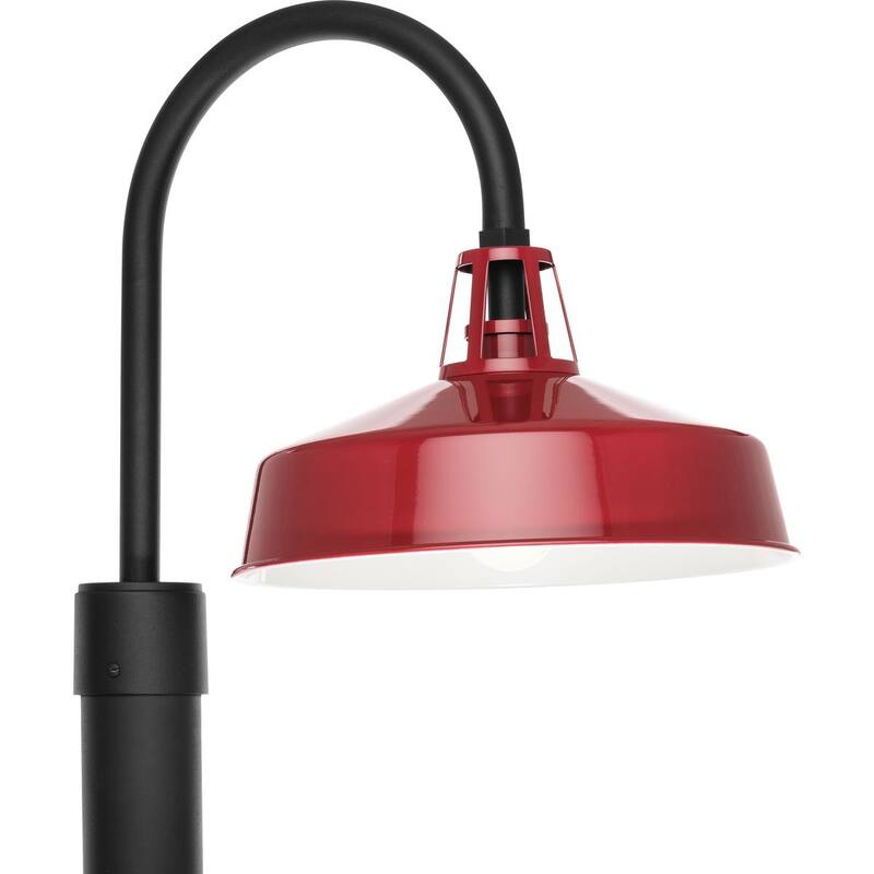 Cedar Springs Collection One-Light Red Metal Shade Farmhouse Outdoor Post Lantern - 13.25 in x 18.5 in x 17 in