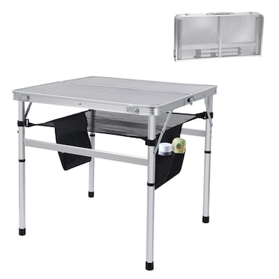 Square Table for Grill, Folding Table Camping Table Card Table Height Adjustable