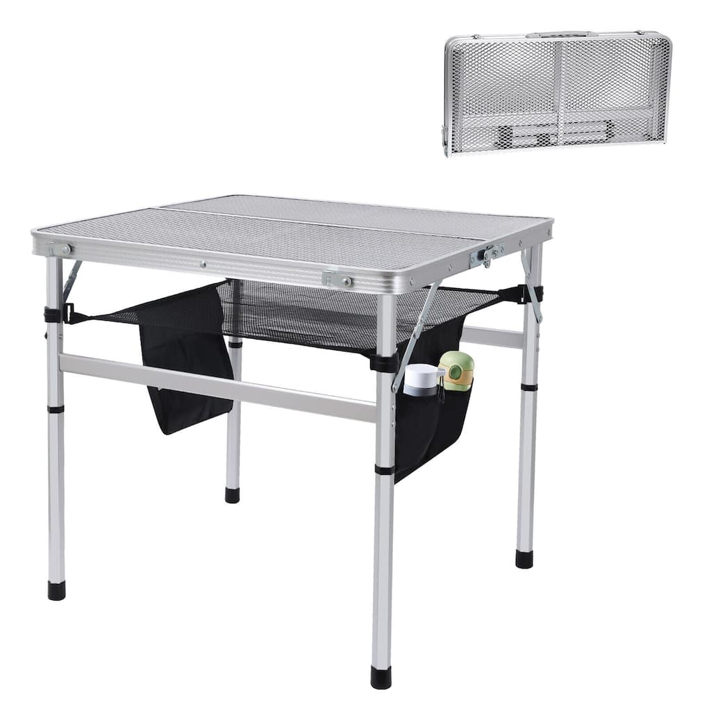 Square Table for Grill, Folding Table Camping Table Card Table Height Adjustable