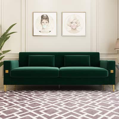 Modern Tufted Velvet Loveseat Upholstered Sofa with Removable Cushions and Pillows - 85.63 in.D x 30.31 in.W x 30.51 in.H