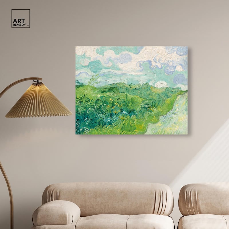 Green Wheat Fields Canvas by Art Remedy, Gallery Wrapped
