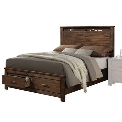 Merrilee Oak Finish Queen Bed W/Storage(Only Bed)