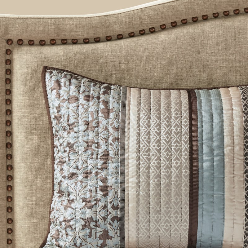 Madison Park Harvard 5 Piece Jacquard Quilt Set with Throw Pillows