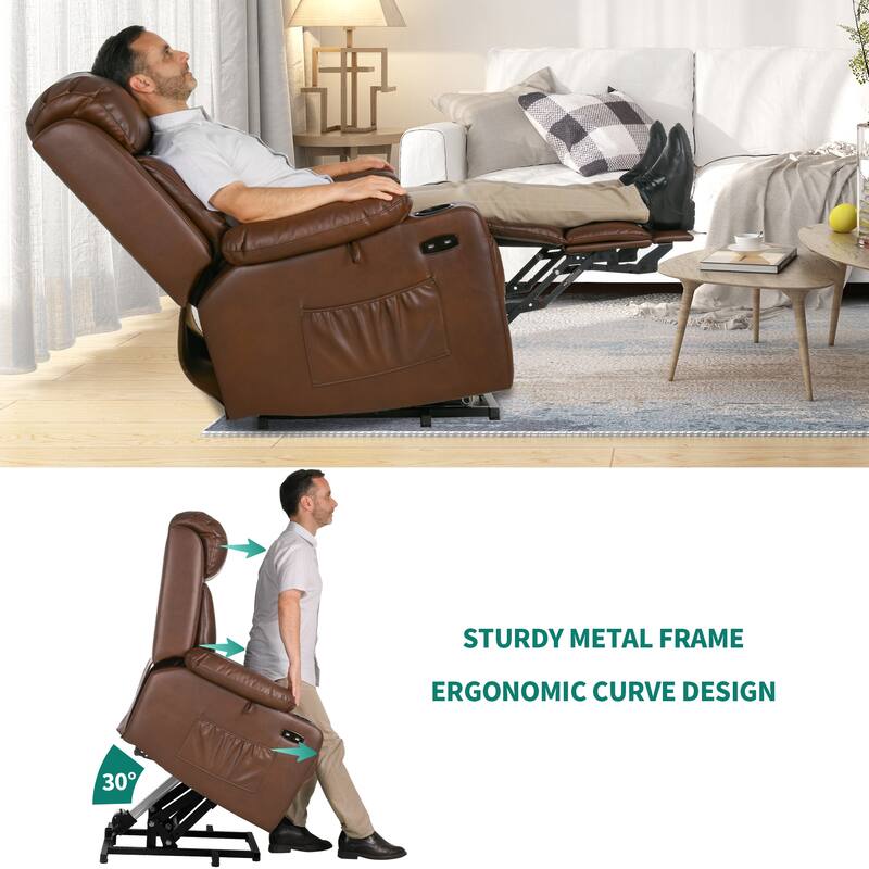 Modern Reclining Chair Faux Leather Massage